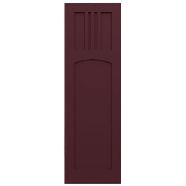 Ekena Millwork True Fit PVC San Miguel Mission Style Fixed Mount Shutters, Wine Red, 18W x 49H, PR - TFP001SM18X049WR