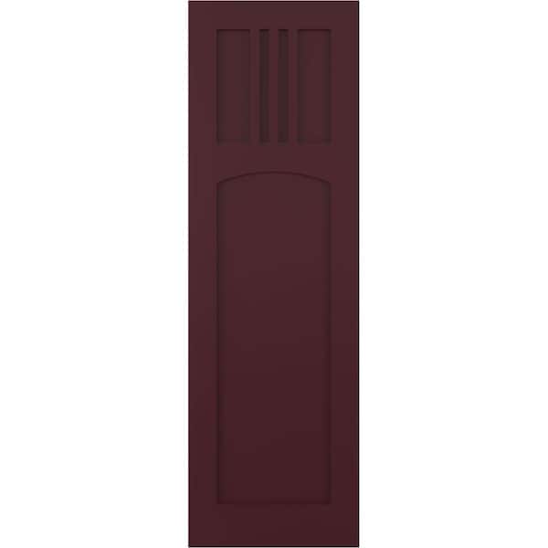 Ekena Millwork True Fit PVC San Miguel Mission Style Fixed Mount Shutters, Wine Red, 18W x 49H, PR - TFP001SM18X049WR