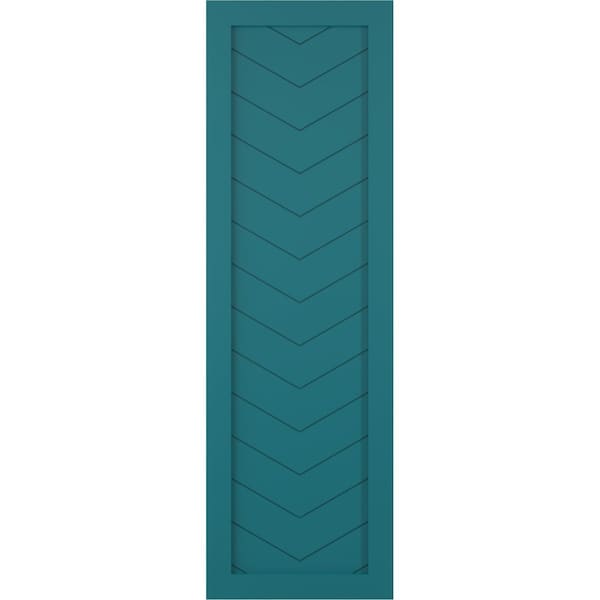 Ekena Millwork True Fit PVC Single Panel Chevron Modern Style Fixed Mount Shutters, Antigua, 15W x 74H, PR - TFP001CV15X074AN