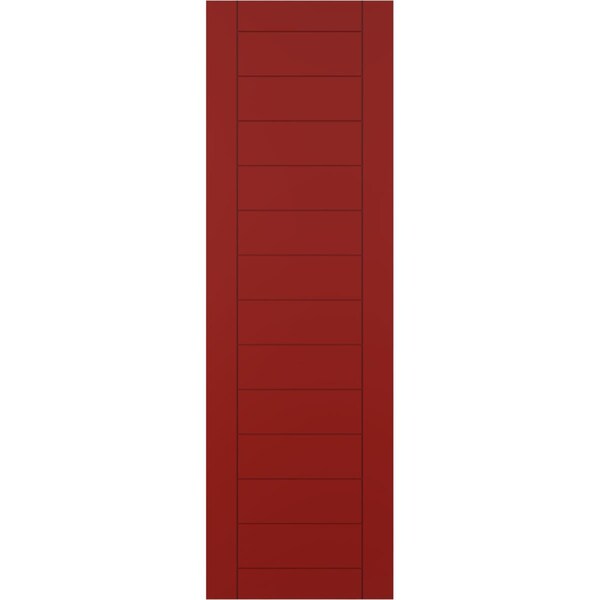 Ekena Millwork True Fit PVC Horizontal Slat Framed Modern Style Fixed Mount Shutters, Fire Red, 15W x 53H, PR - TFP001HF15X053BR