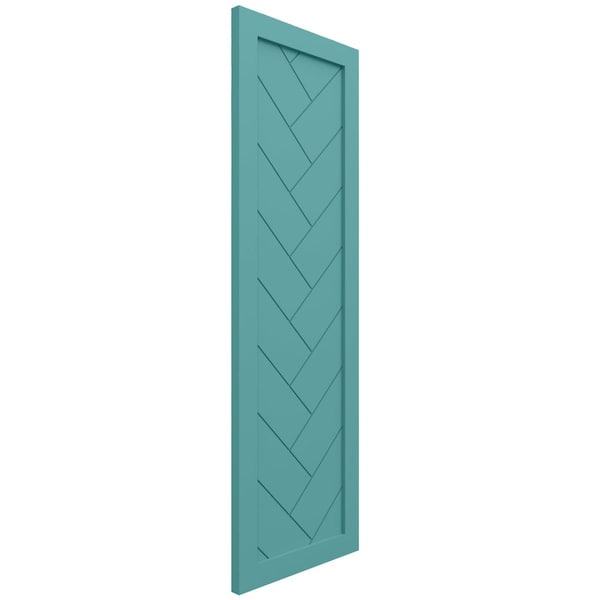 Ekena Millwork True Fit PVC Single Panel Herringbone Modern Style Fixed Mount Shutters, Pure Turquoise, 18"W x 32"H - TFP001HB18X032PT