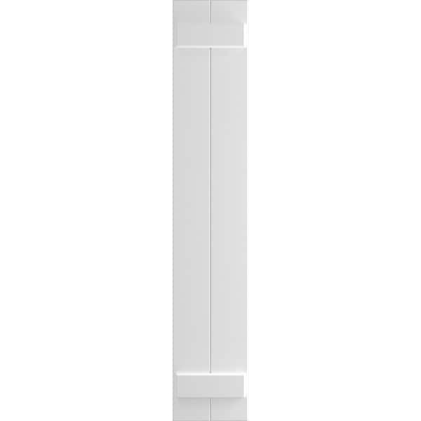 Ekena Millwork True Fit PVC Two Board Joined Board-n-Batten Shutters, White, 10 3/4W x 63H, PR - TFP101BBF11X063WH