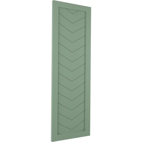 Ekena Millwork True Fit PVC Single Panel Chevron Modern Style Fixed Mount Shutters, Track Green, 12W x 60H, PR - TFP001CV12X060TG