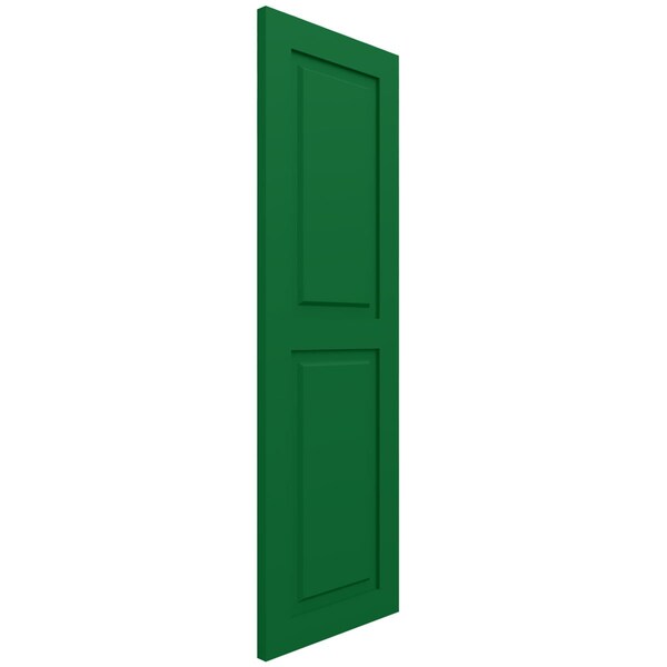 Ekena Millwork True Fit PVC Two Equal Raised Panel Shutters, Viridian Green, 15W x 44H, PR - TFP101RPF15X044HG
