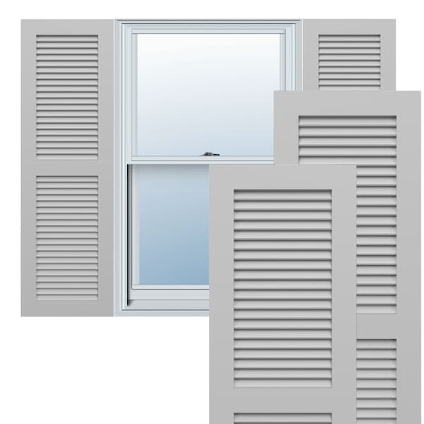 Ekena Millwork True Fit PVC Two Equal Louver Shutters, Primed, 12"W x 63"H - TFP101LVF12X063PR