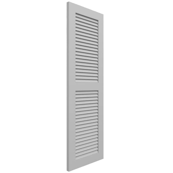 Ekena Millwork True Fit PVC Two Equal Louver Shutters, Primed, 12"W x 63"H - TFP101LVF12X063PR