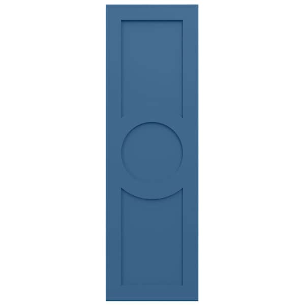 Ekena Millwork True Fit PVC Center Circle Arts & Crafts Fixed Mount Shutters, Sojourn Blue, 18W x 29H, PR - TFP001AC18X029HB