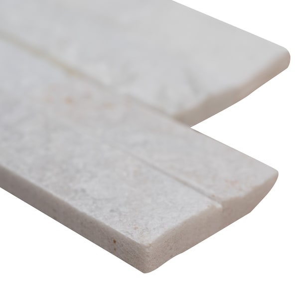 Msi Arctic White Splitface Mini Ledger Panel 4.5 in.  X 16 in.  Natural Marble Wall Tile, 10PK - ZOR-PNL-0122
