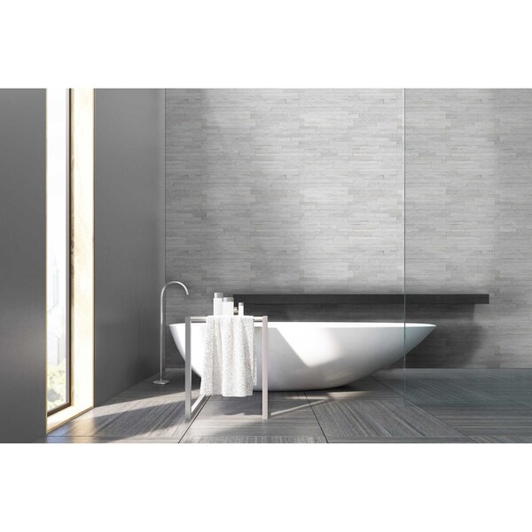 Msi Arctic White Splitface Mini Ledger Panel 4.5 in.  X 16 in.  Natural Marble Wall Tile, 10PK - ZOR-PNL-0122