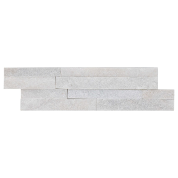 Msi Arctic White Splitface Mini Ledger Panel 4.5 in.  X 16 in.  Natural Marble Wall Tile, 10PK - ZOR-PNL-0122