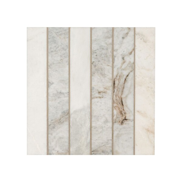 Msi Arabescato Venato White Sample Stack Honed Marble Mesh Mounted Mosaic Tile - ZOR-MD-0587-SAM