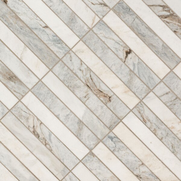 Msi Arabescato Venato White Sample Stack Honed Marble Mesh Mounted Mosaic Tile - ZOR-MD-0587-SAM