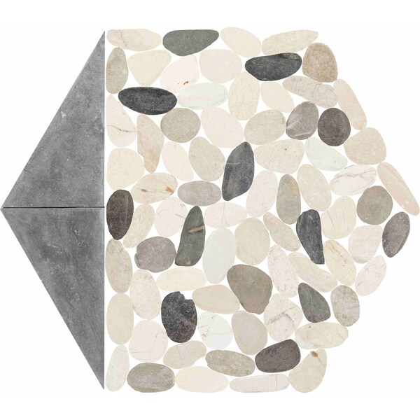 Daltile Pebble Oasis Natural Stone Tri-Hex Pebble Mosaic 11in x 10in in Tumbled Harbor, 17PK - PB25TRHEXPBMSTM