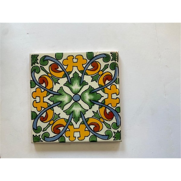 Talavera 6 x 6 in. Mexican Decorative Tiles, L122, 4PK - L122 6X6