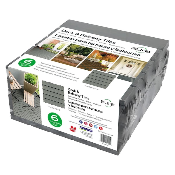 Aura Aura 12 in. W X 12 in. L Gray Oak Composite Balcony/Deck Tiles 6 sq ft - DS5-W06-GO02