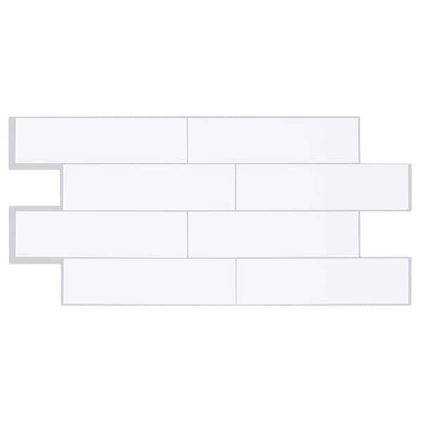 Smart Tiles Smart Tiles 10.88 in. W X 22.56 in. L White Mosaic Vinyl Adhesive Wall Tile 2 pc - SM1135G-02-QG