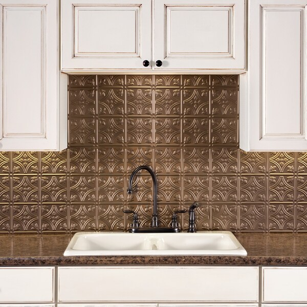 Fasade Fasade 18in x 24in Traditional 1 Argent Bronze Backsplash Panel 5pk - PB5028