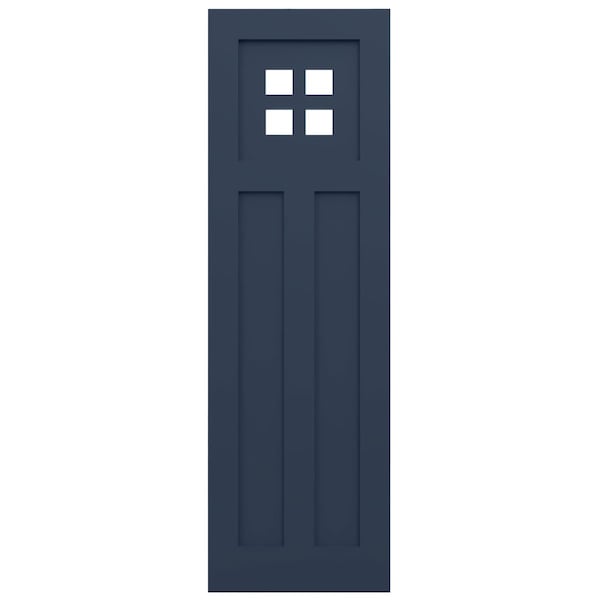 Ekena Millwork True Fit PVC San Antonio Mission Style Fixed Mount Shutters, Starless Night Blue, 12W x 76H, PR - TFP001ST12X076OB