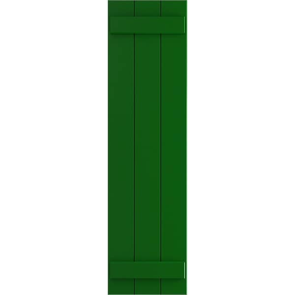 Ekena Millwork True Fit PVC Three Board Joined Board-n-Batten Shutters, Viridian Green, 16 1/8W x 45H, PR - TFP101BBF16X045HG