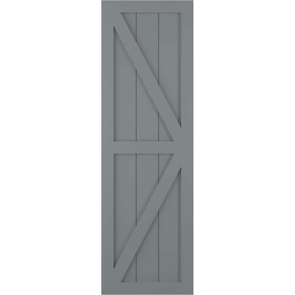 Ekena Millwork True Fit PVC Two Equal Panel Farmhouse Fixed Mount Shutters w/ Z-Bar, Ocean Swell , 15W x 62H, PR - TFP102FH15X062CH