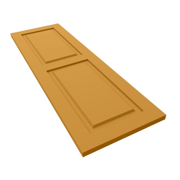 Ekena Millwork True Fit PVC, Two Equal Raised Panel Shutters, Turmeric, 18W x 48H, PR - TFP101RPF18X048TU