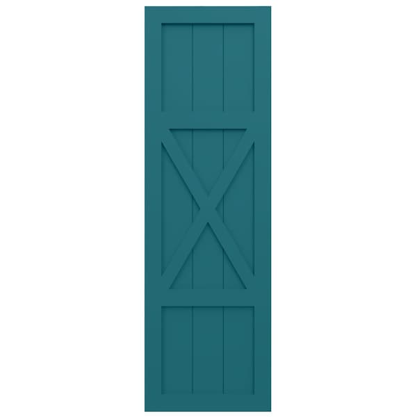 Ekena Millwork True Fit PVC Center X-Board Farmhouse Fixed Mount Shutters, Antigua , 15W x 54H, PR - TFP107FH15X054AN