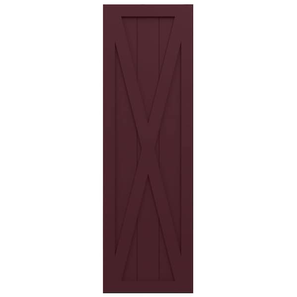Ekena Millwork True Fit PVC Single X-Board Farmhouse Fixed Mount Shutters, Wine Red, 18W x 25H, PR - TFP001FH18X025WR
