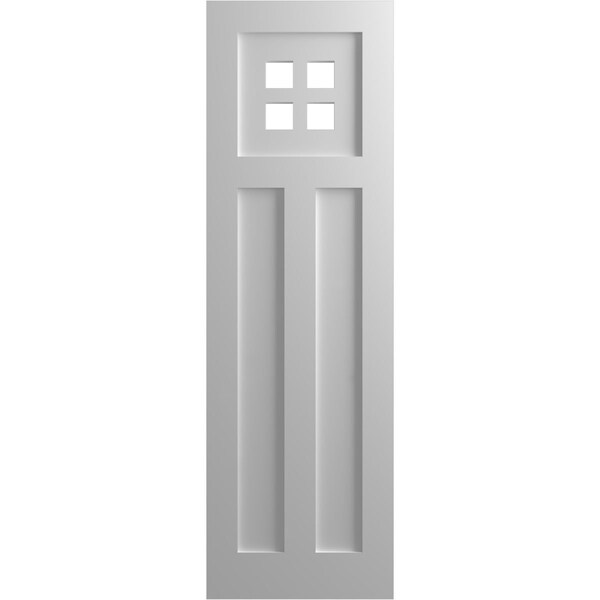 Ekena Millwork True Fit PVC San Antonio Mission Style Fixed Mount Shutters, Primed, 12"W x 38"H - TFP001ST12X038PR