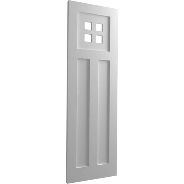 Ekena Millwork True Fit PVC San Antonio Mission Style Fixed Mount Shutters, Primed, 12"W x 38"H - TFP001ST12X038PR