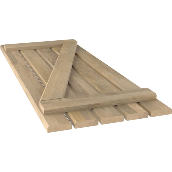 Ekena Millwork Americraft 5-Board (2 Batten) Wood Spaced Board-n-Batten Shutters w/ Z-Bar, ARW102SB519X59UNH, PR - ARW102SB519X59UNH