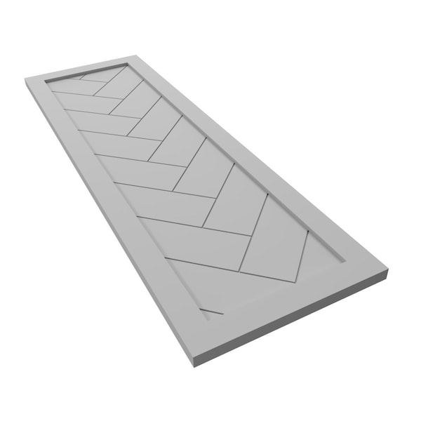 Ekena Millwork True Fit PVC Single Panel Herringbone Modern Style Fixed Mount Shutters, Primed, 18"W x 80"H - TFP001HB18X080PR