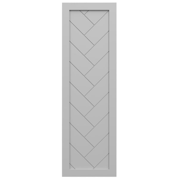 Ekena Millwork True Fit PVC Single Panel Herringbone Modern Style Fixed Mount Shutters, Primed, 18"W x 80"H - TFP001HB18X080PR