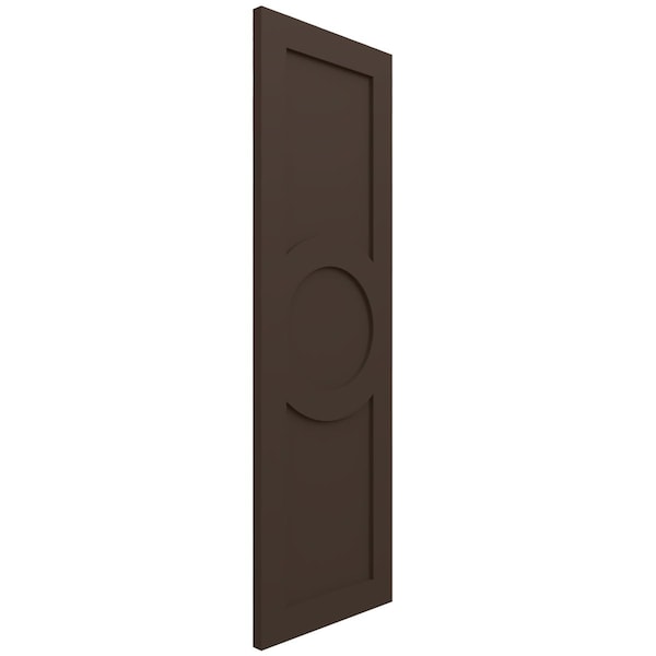 Ekena Millwork True Fit PVC Center Circle Arts & Crafts Fixed Mount Shutters, Raisin Brown, 15W x 34H, PR - TFP001AC15X034TB