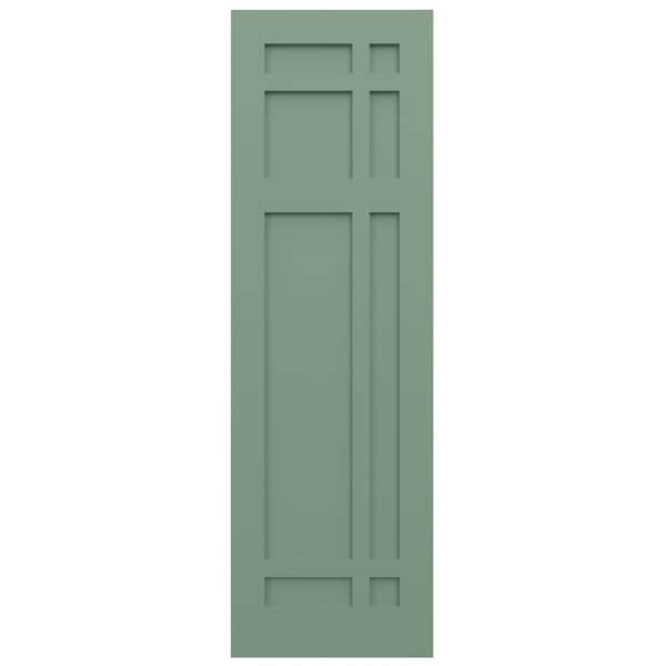 Ekena Millwork True Fit PVC San Juan Capistrano Mission Style Fixed Mount Shutters, Track Green, 15W x 31H, PR - TFP001SJ15X031TG