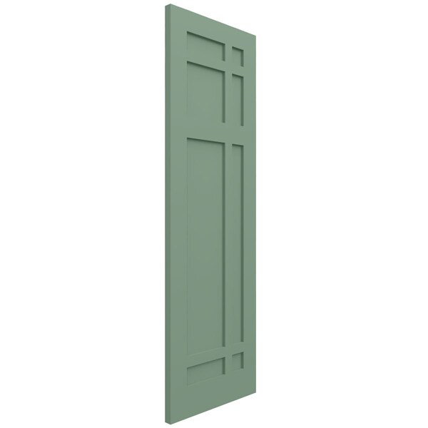 Ekena Millwork True Fit PVC San Juan Capistrano Mission Style Fixed Mount Shutters, Track Green, 15W x 31H, PR - TFP001SJ15X031TG