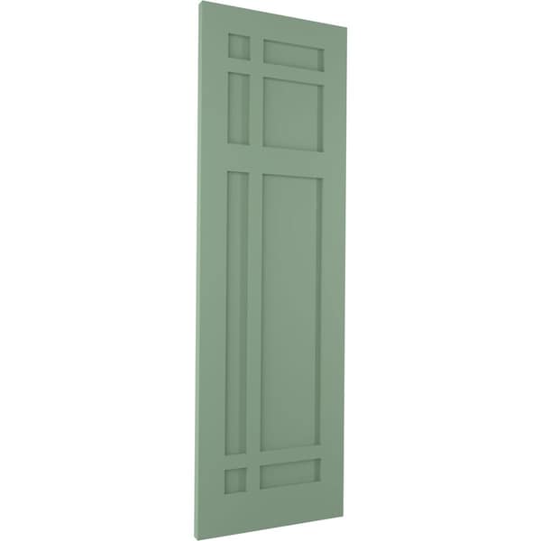 Ekena Millwork True Fit PVC San Juan Capistrano Mission Style Fixed Mount Shutters, Track Green, 15W x 31H, PR - TFP001SJ15X031TG