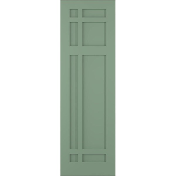 Ekena Millwork True Fit PVC San Juan Capistrano Mission Style Fixed Mount Shutters, Track Green, 15W x 31H, PR - TFP001SJ15X031TG