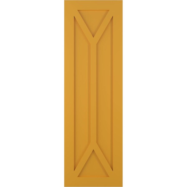 Ekena Millwork True Fit PVC San Carlos Mission Style Fixed Mount Shutters, Turmeric, 18W x 64H, PR - TFP001SC18X064TU