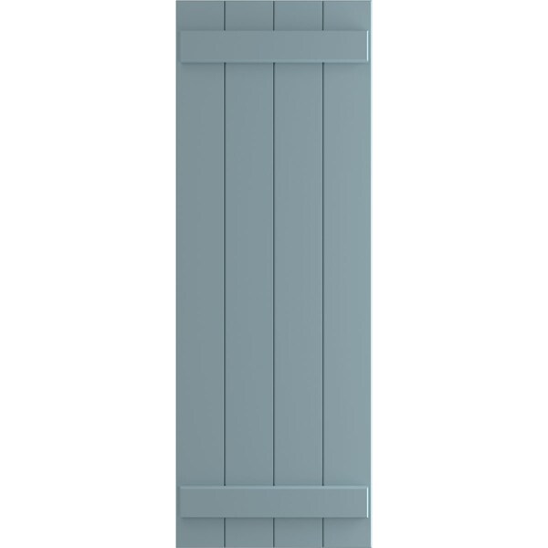 Ekena Millwork True Fit PVC Four Board Joined Board-n-Batten Shutters, Peaceful Blue, 21 1/2W x 40H, PR - TFP101BBF21X040SB