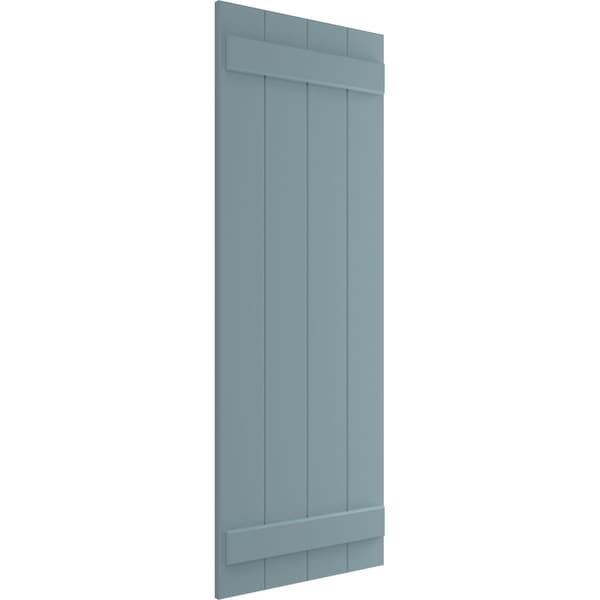 Ekena Millwork True Fit PVC Four Board Joined Board-n-Batten Shutters, Peaceful Blue, 21 1/2W x 40H, PR - TFP101BBF21X040SB