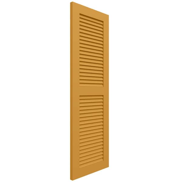 Ekena Millwork True Fit PVC, Two Equal Louver Shutters, Turmeric, 12W x 59H, PR - TFP101LVF12X059TU