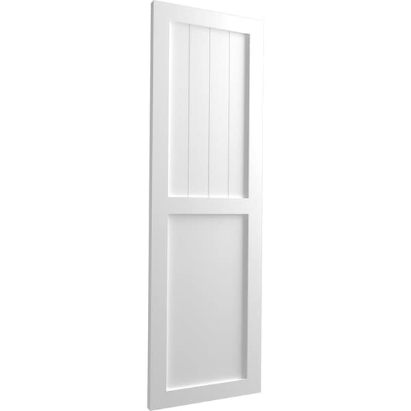 Ekena Millwork True Fit PVC Farmhouse/Flat Panel Combination Fixed Mount Shutters, White, 12W x 52H, PR - TFP101FC12X052WH