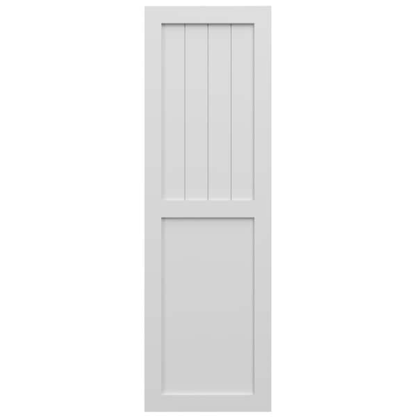 Ekena Millwork True Fit PVC Farmhouse/Flat Panel Combination Fixed Mount Shutters, White, 12W x 52H, PR - TFP101FC12X052WH