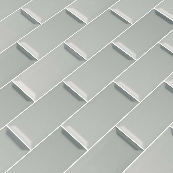 Msi Gray Glossy Beveled 3 In. X 6 In. Glazed Ceramic Wall Tile, 88PK - ZOR-PT-0150