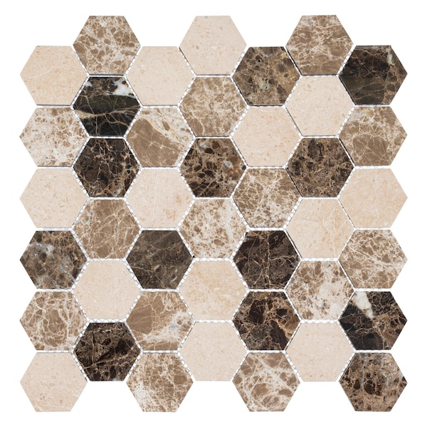 Andova Tiles SAMPLE Channing 2 x 2 Marble Honeycomb Mosaic Floor Use Tile - SAM-ANDCHA124