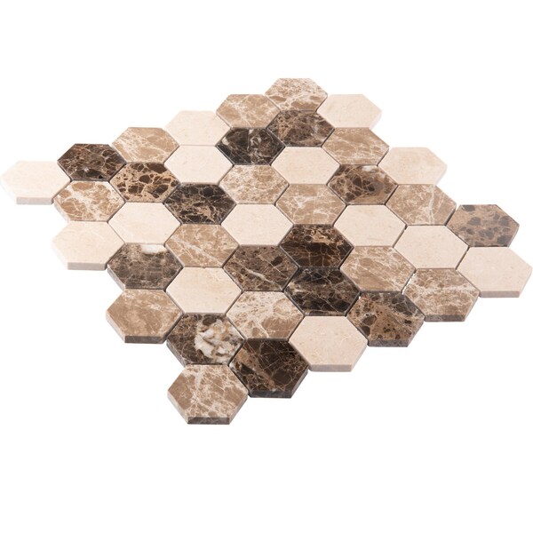 Andova Tiles SAMPLE Channing 2 x 2 Marble Honeycomb Mosaic Floor Use Tile - SAM-ANDCHA124