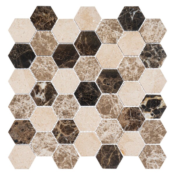Andova Tiles SAMPLE Channing 2 x 2 Marble Honeycomb Mosaic Floor Use Tile - SAM-ANDCHA124