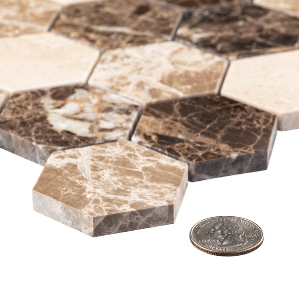 Andova Tiles SAMPLE Channing 2 x 2 Marble Honeycomb Mosaic Floor Use Tile - SAM-ANDCHA124