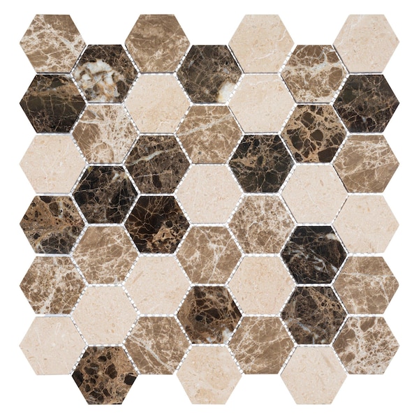 Andova Tiles SAMPLE Channing 2 x 2 Marble Honeycomb Mosaic Floor Use Tile - SAM-ANDCHA124