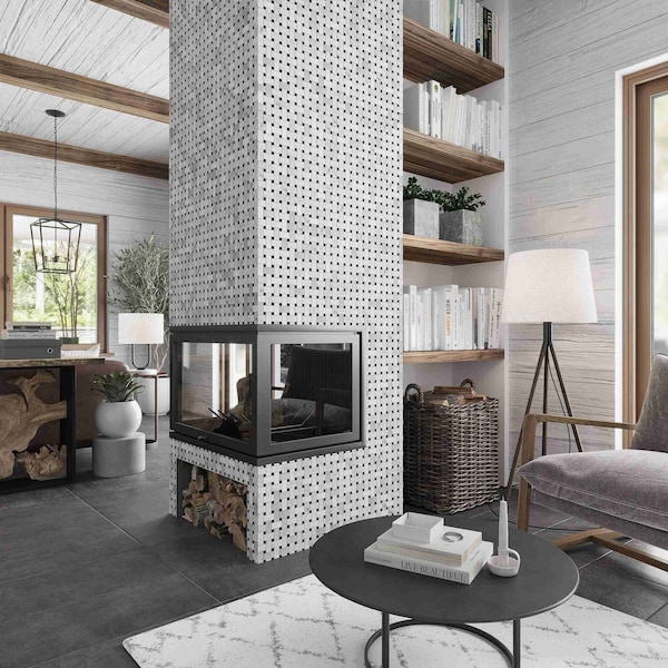 Apollo Tile Carrara White Bskt Weave W/Black Dots 5 sq.ft 12 in. X12 in. Mrbl Msic Tile, 5PK - APLKB99B04GEC23